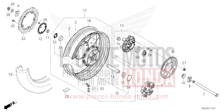 ROUE ARRIERE (2) de Africa Twin DCT DARKNESS BLACK METALLIC (NH463) 2021
